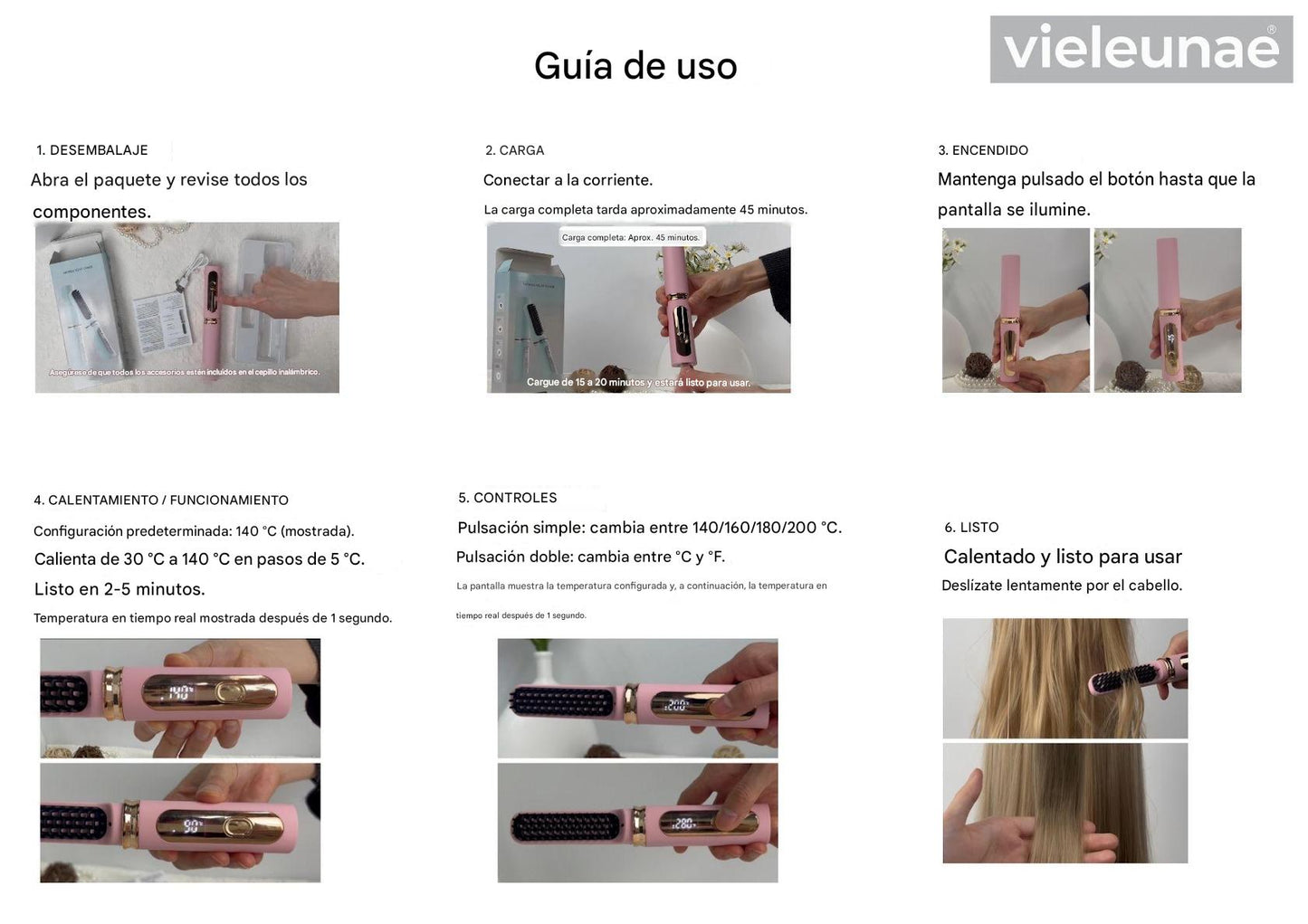 Belnixx sepillo Alisador inalambrico portatil